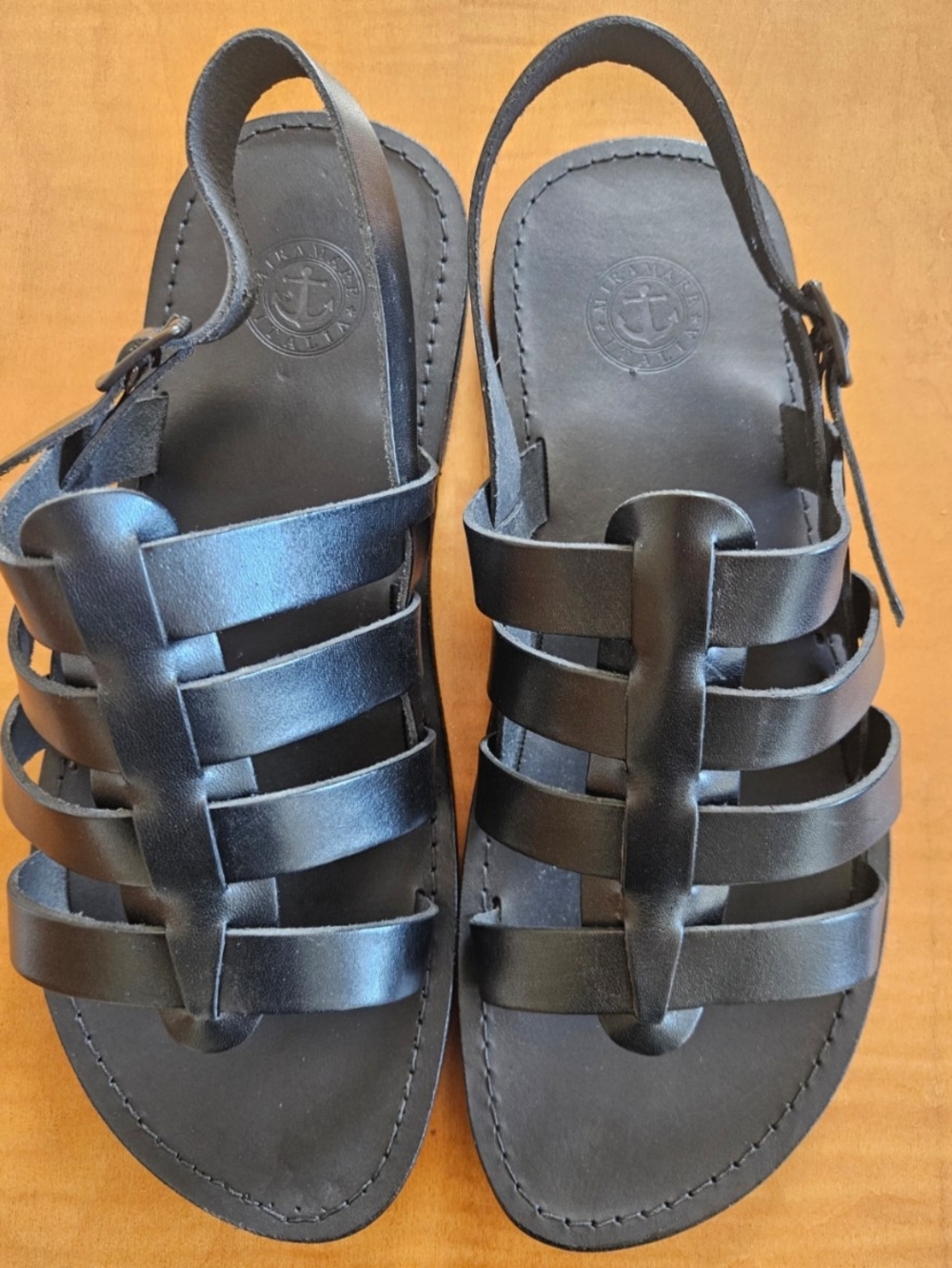 (NWOT)Miramare Men's Black Leather Sandals